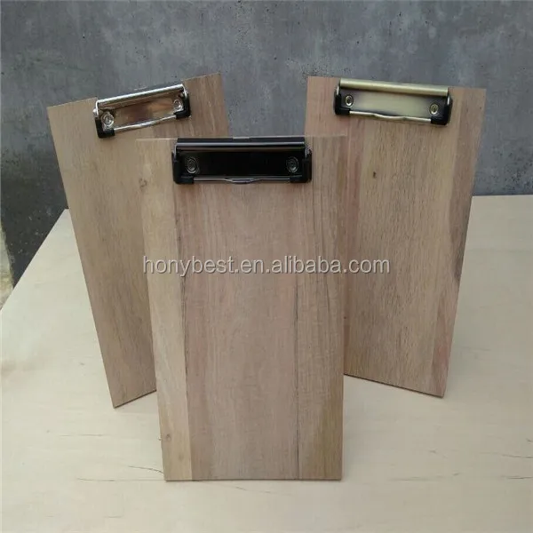 Wholesale Wooden Menu Holder Clipboard Check Presenter Custom Solid Wood Menu Board with Metal Clips / Stand For Restaurant Cafe