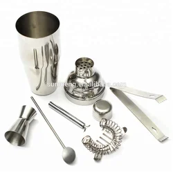 SANMENG 2017 hot sales 5pcs stainless steel measuring cocktail steel shaker set