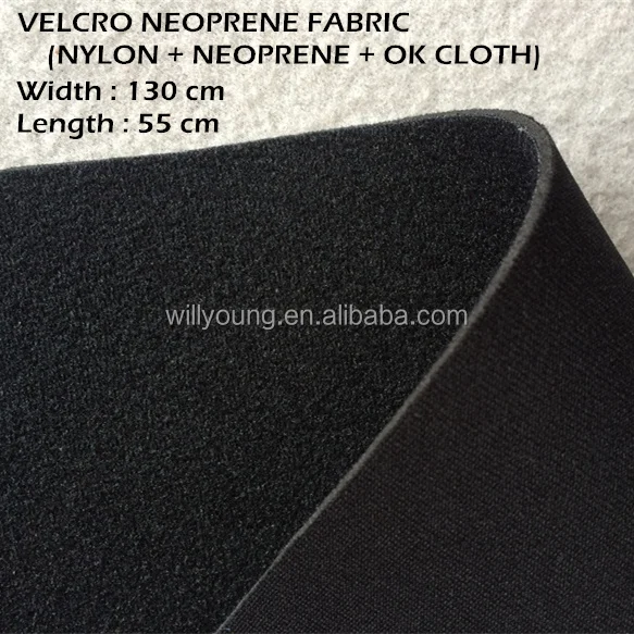 velcrability neoprene fabric one side nylon fabric face stick fabric 3mm thick black factory price neoprene