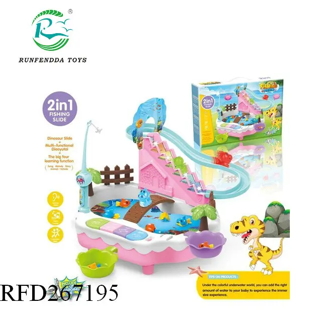 New Design 2 In 1 Cartoon Slide Penguin Game B O Fishing Toy