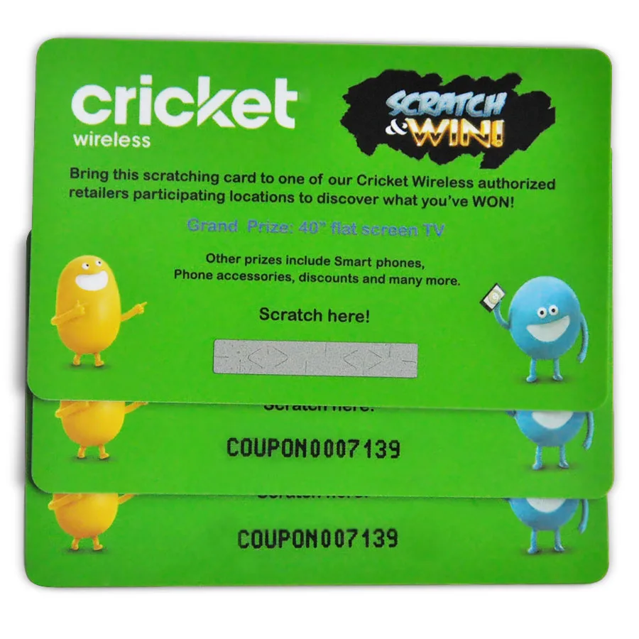 Prepaid scratch card for mobile phones recharge or lottery