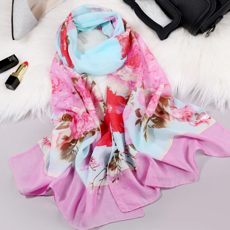 New Model Shawl Fashion Cheap Infinity Flowers Chiffon Scarf Shawl 155*50CM Scarf Ladies Beautiful Scarfs Neck Cover YF-L-00302