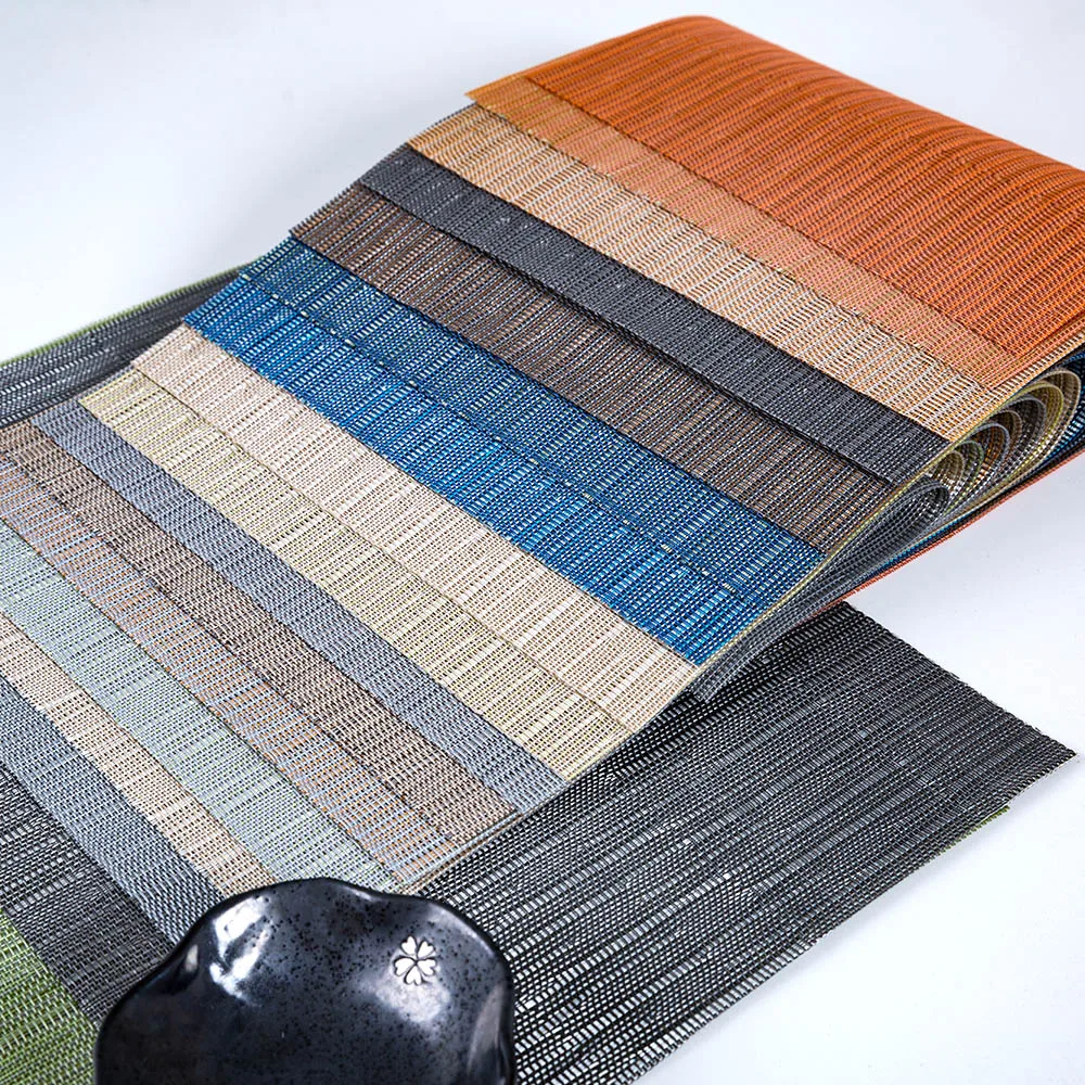 Factory direct price wholesale custom heated restaurant coffee woven fabric placemats plastic vinyl pvc dining table plate mat