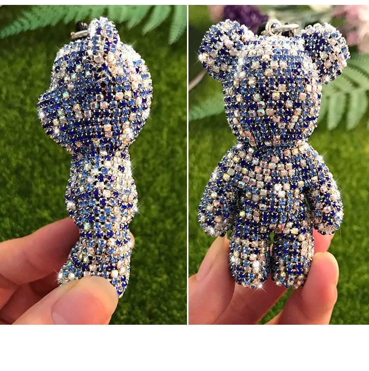 mix color rhinestone  bear keychains for girls