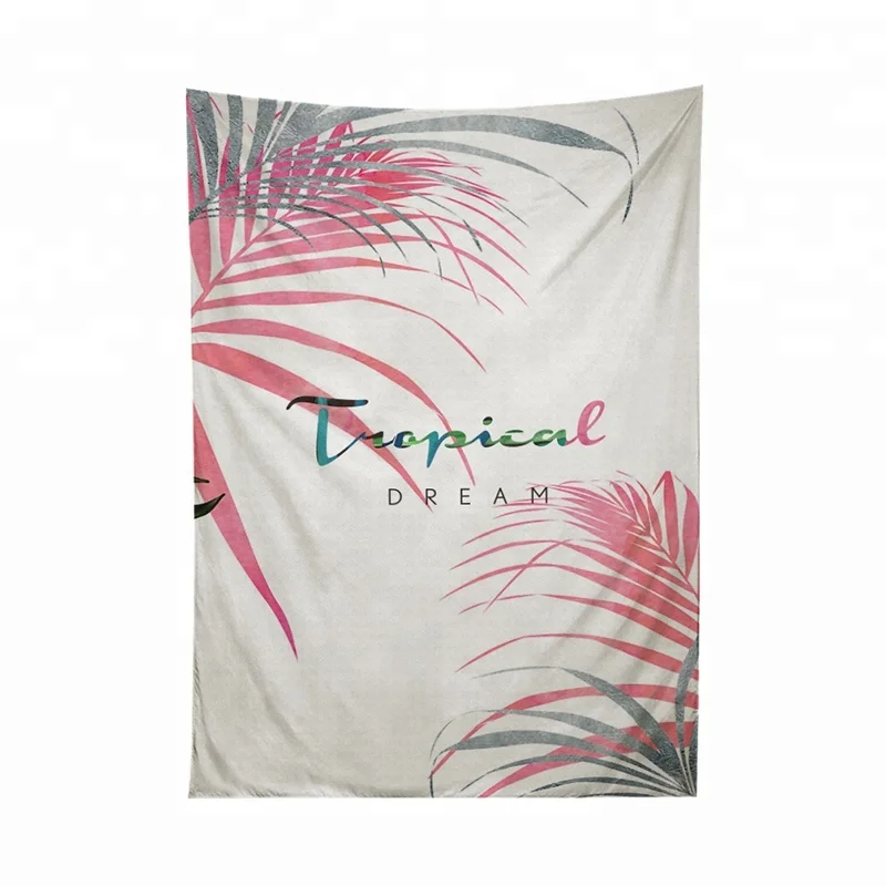 
Ins Hot Selling Poly Canvas Botanical Tropical Printed Wall Hanging Tapestry 
