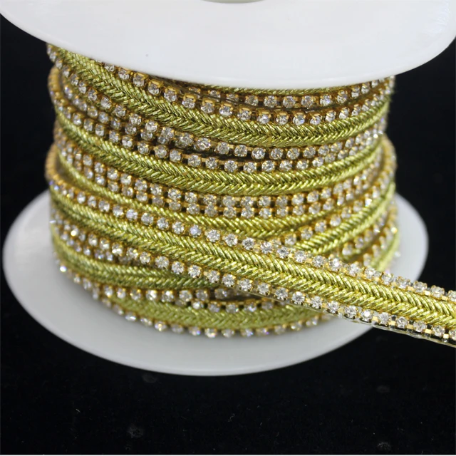 Cheap fashion shoe decoration crystal rhinestone chain  rhinestone hotfix trim for garment and bag