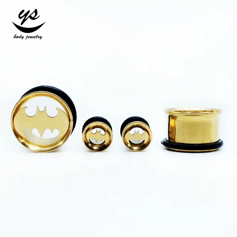 rubber hollow bat single flare tunnel plugs piercing jewelry