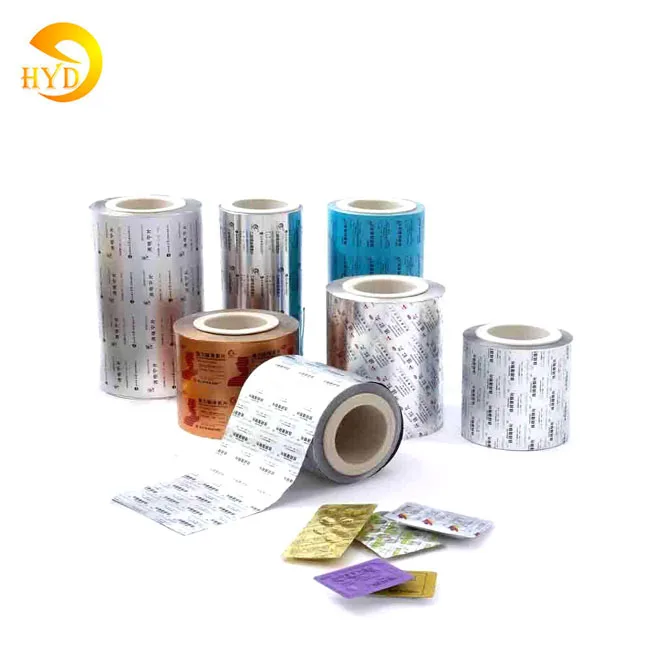 Medical pharmaceutical capsule tablets pills packaging printing gold colored coated aluminum blister sealing foil rolls