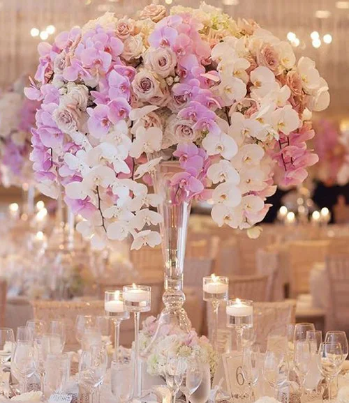 Charming Table Decoration Glass Tall Flower Vase