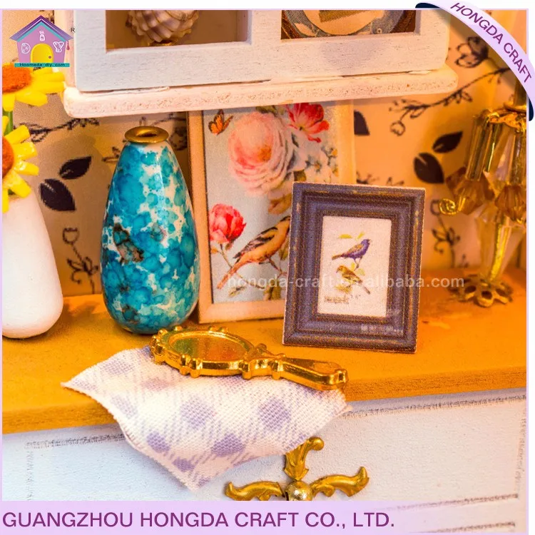 Оптовая продажа с моделирование мебель DIY Миниатюрный Кукольный домик дешевые дома древесины подарочная коробка