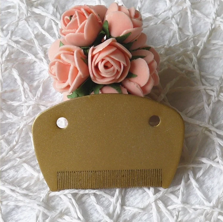 Pocket Golden Color Aluminum Human Lice Nit Louse Flea Tick Comb With Close Gap Aluminum Comb Teeth