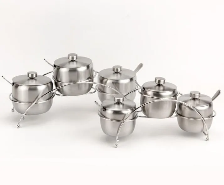 Stainless steel sugar bowl and creamer hot pot seasoning pot spice jar seal/ bulk spice jar rack spice bottle