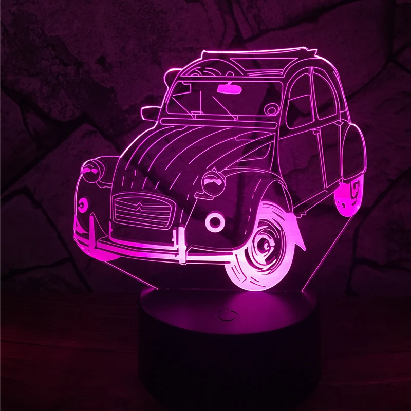 USB 3D Lamparas Patrol Bus Touch LED 7 Color Change Lava Night Light Bedroom Bedside Lamp Deco Child Kid Xmas Halloween Toy Gift
