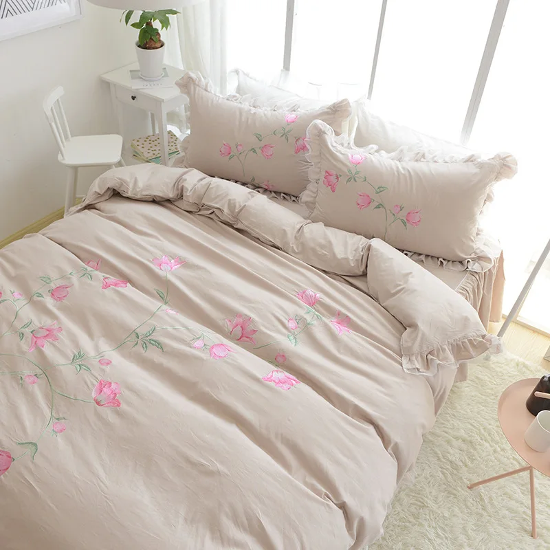 
Wholesale China manufacture embroidery country cotton luxury girls bedding set bed sheet comforter duvet cover bedspread fitted 
