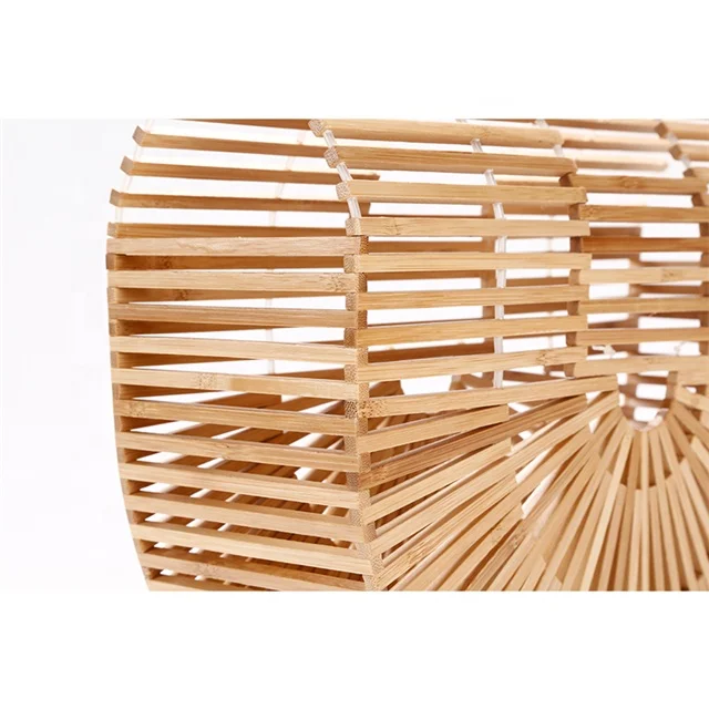 
Ins Popular Design Bamboo Woven Women Handbag Summer Beach Tote Bag Hollow Out Holiday Bamboo Acrylic Clutch Basket Bag 