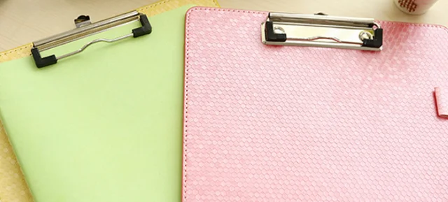 Black leather writing board contract folder for students
