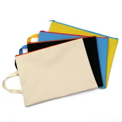 Low MOQ 100pcs polyester pocket expanding file folder labels printing a4 document zipper bag