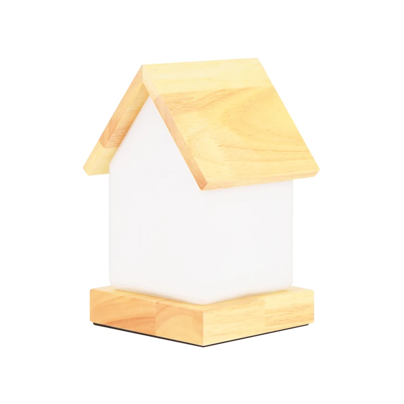 Factory direct sales modern style designed AA battery house shape handmade glass LED Battery operated table lamp