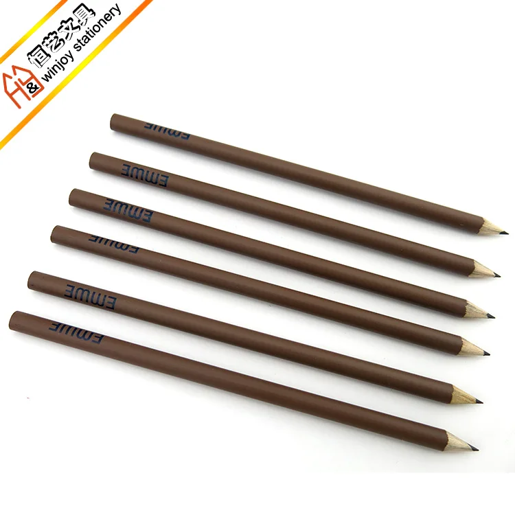 Standard hb pencil ,7 inch round shape brown matte pencils with custom logo printing .