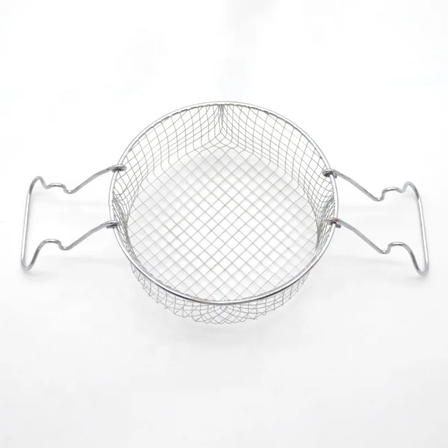 Food Grade Fry Mesh Basket Steam Strainer Collapsible Handle Cooking Net Mesh Basket Strainer Colander