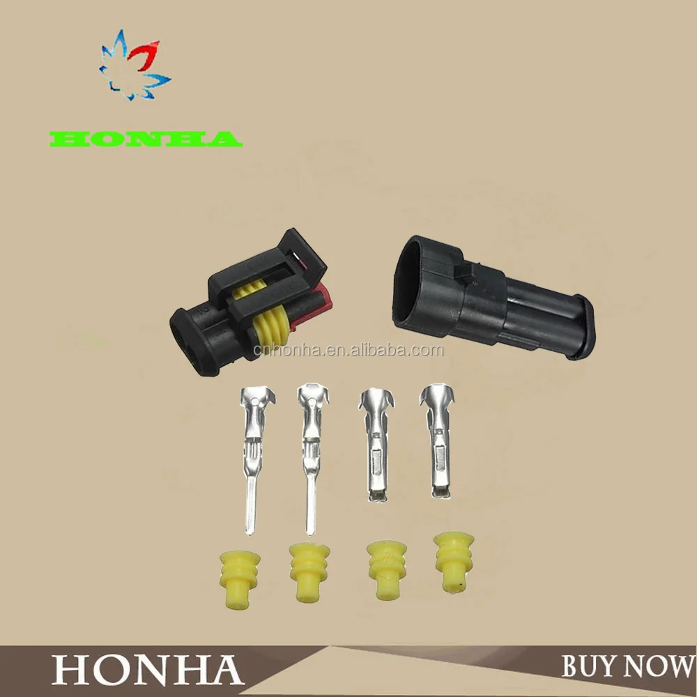 Amp Tyco TE 2 контакт. способ запечатаны водонепроницаемый электрический провод разъем комплект