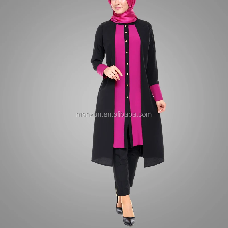 New Model Islamic turkey blouse long sleeves dubai women chiffon tunics