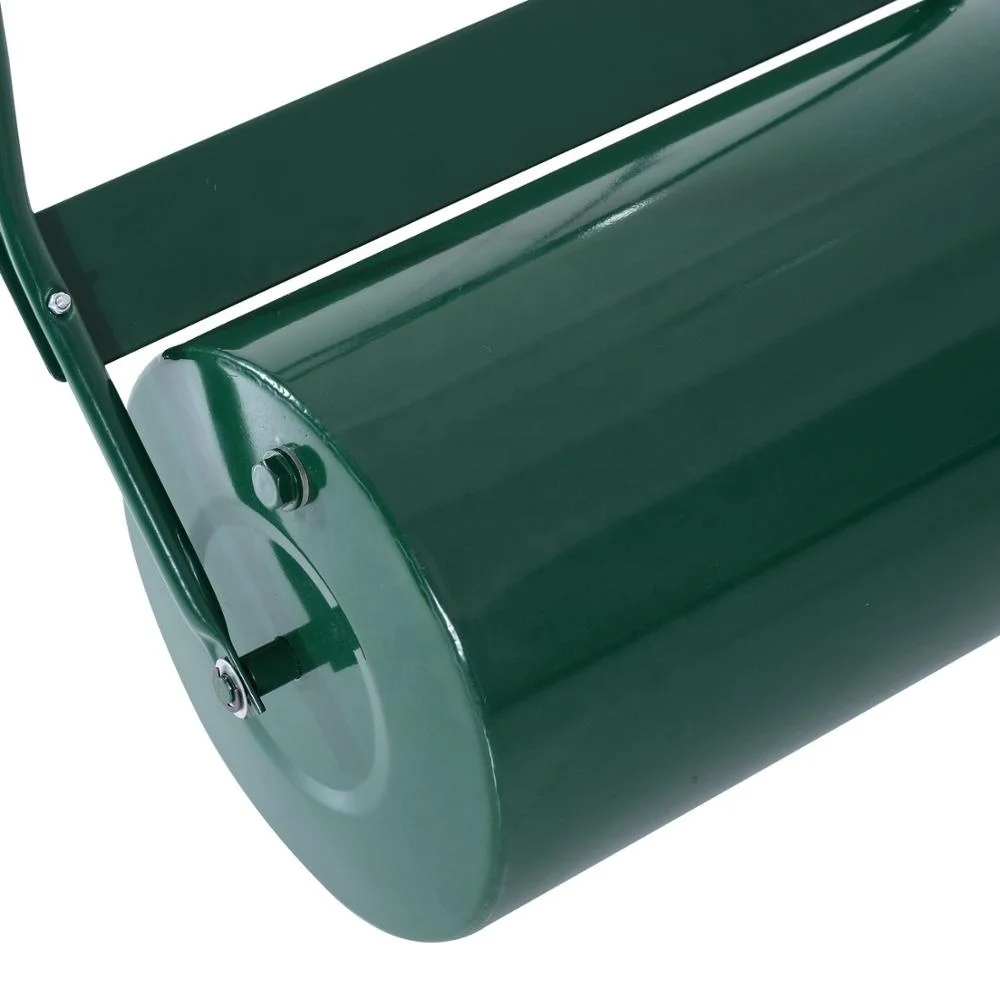 
40L Lawn Roller Drum Scraper Bar Collapsible Handle Water or Sand Filled 32cm Green Garden tools cart 