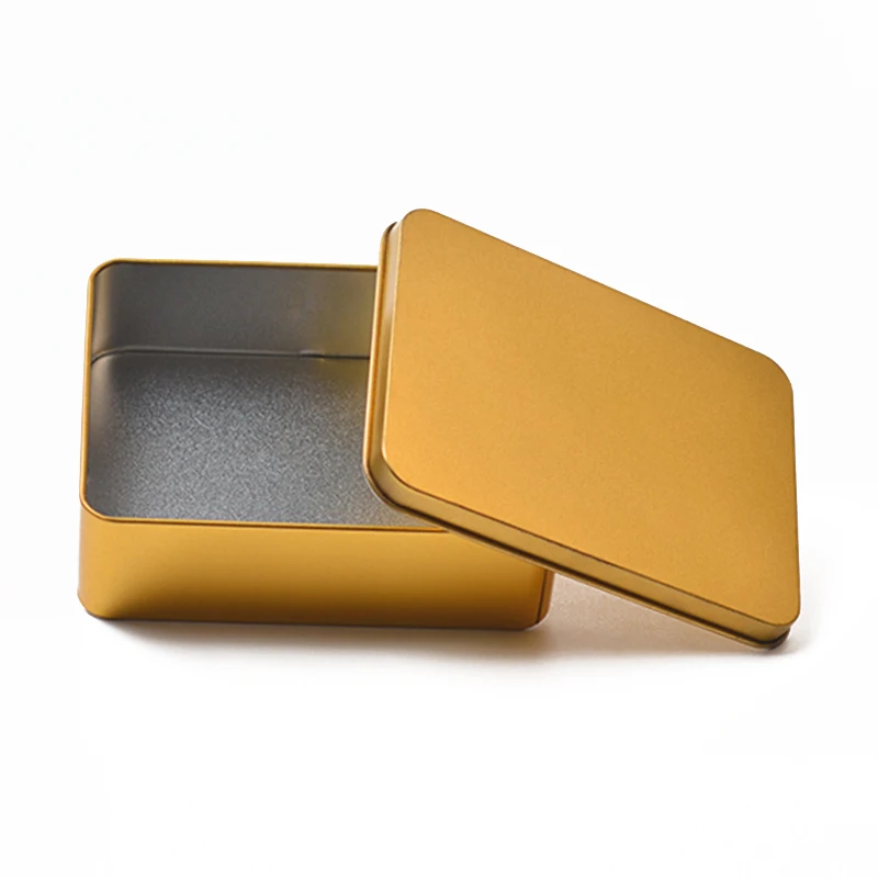 Perfect Shopping Rectangular Tin Box Lid Tin Storage Box Tin Box Pencil Case In Gold Color