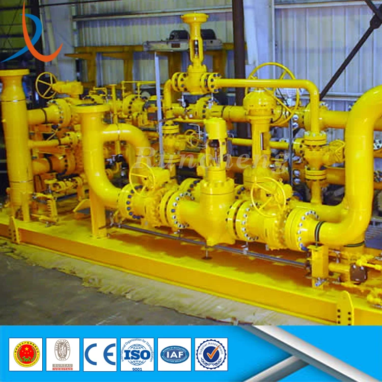 Skid-mounted natural gas pressure metering and regulating station for oilfield crude oil production