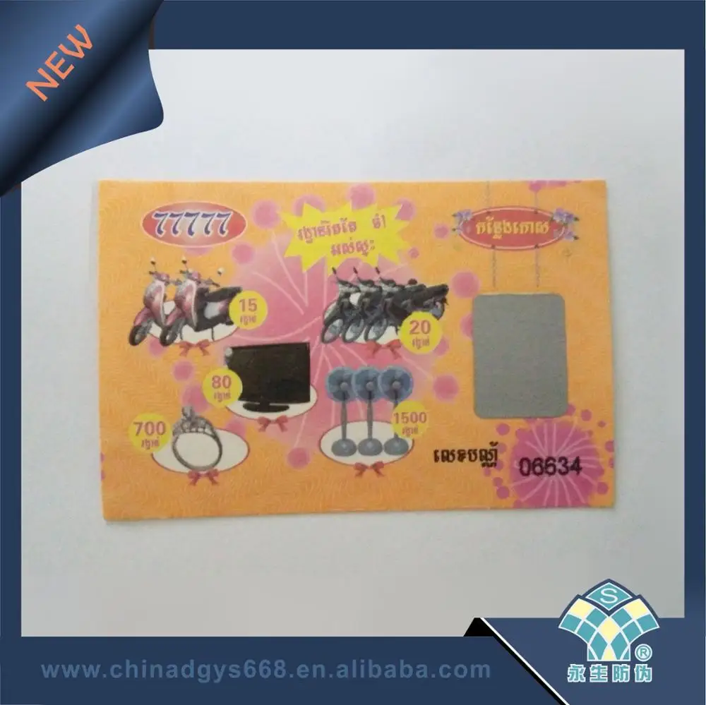 Custom design scratch off prize win card paper promotion card with barcode printing on