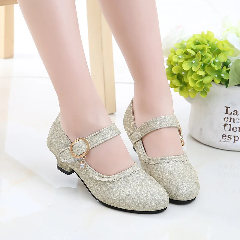2019 Spring New Lady  Student Fashion High Heel Girl Leather Princess Shoe