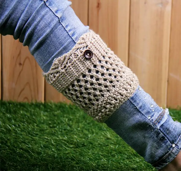 Оптовая продажа, модные женские зимние трикотажные манжеты на пуговицах