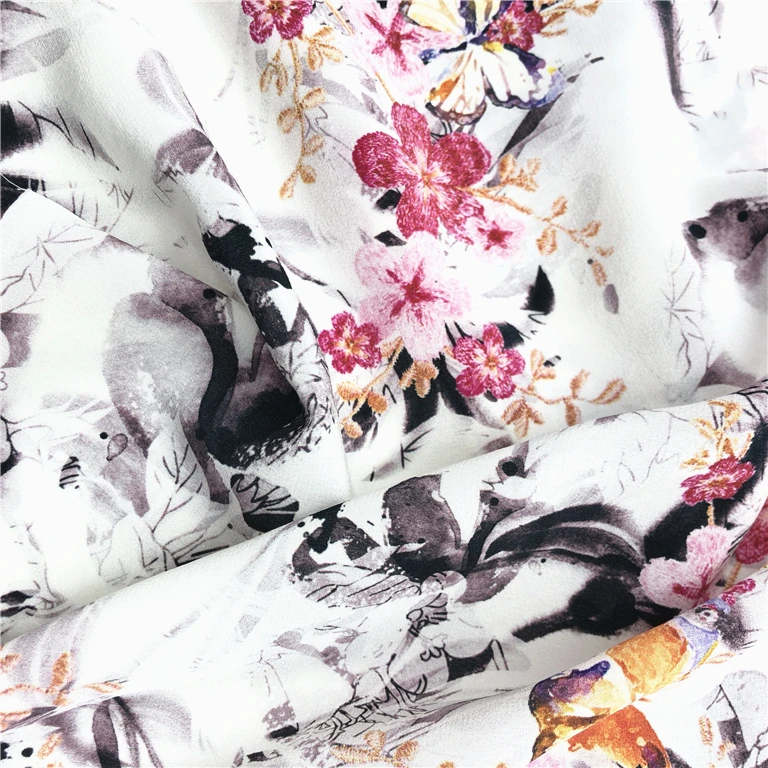 Top selling best quality cheap price factory direct digital printed raw sari wild silk fabric for sale