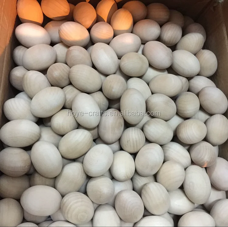 Hoye crafts wooden unfinished egg Hottest kids painting egg toy wood Easter egg