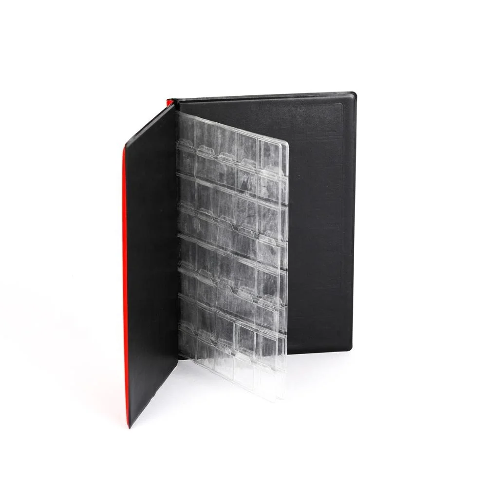 
Custom foil logo coin stamp collection PU leather folder 