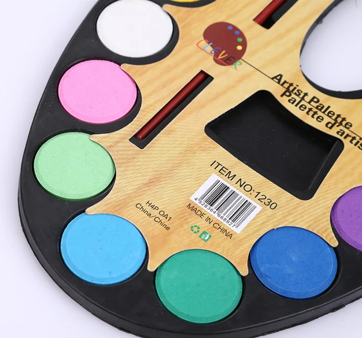 12 pcs half pan solid dry water color cake 4cm artist palette paint for drawing