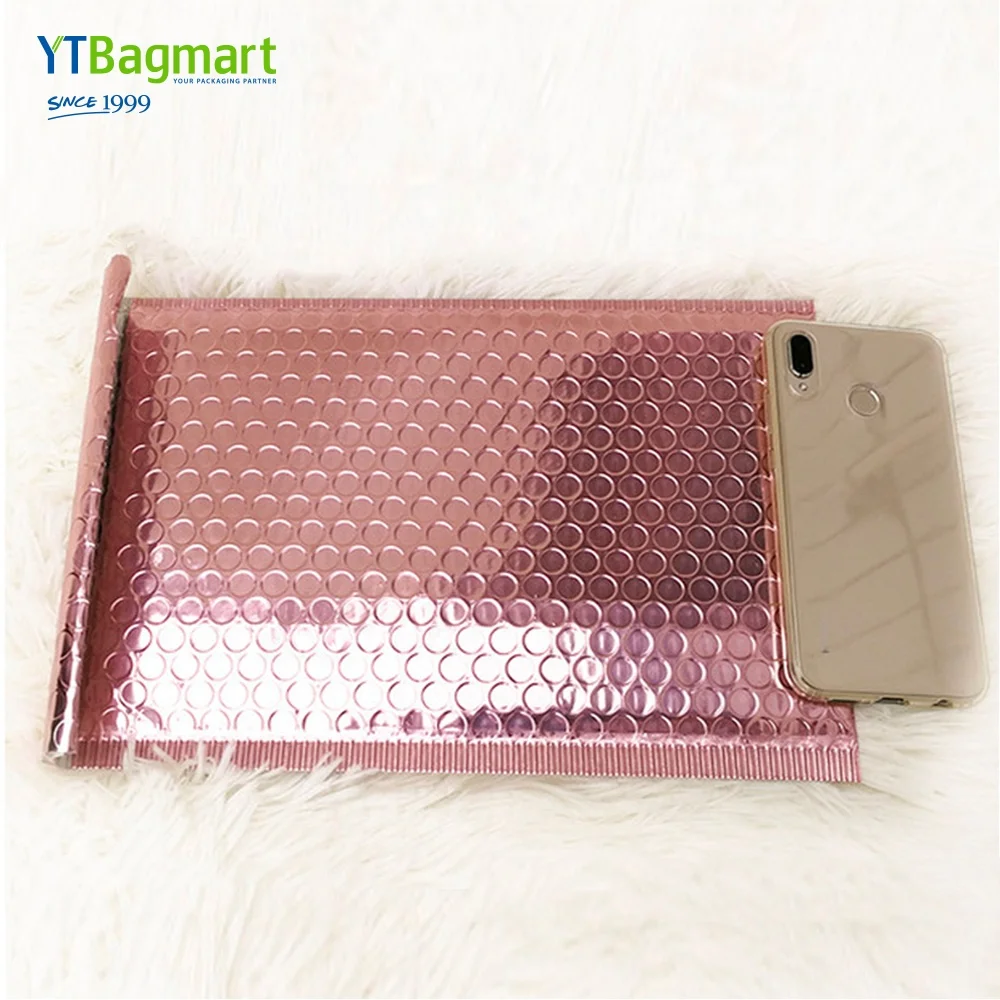 
Promotional Decorative Custom Colored Rose Gold Plastic Poly Bubble Mailers Padded Envelopes 