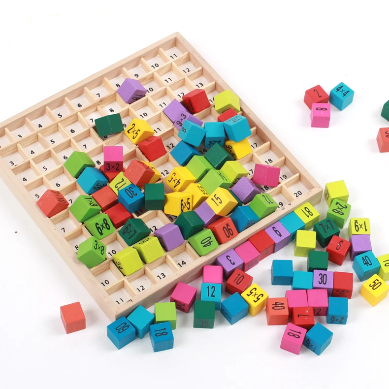 Kids wooden math educational toys calculating board multiplication table blocks