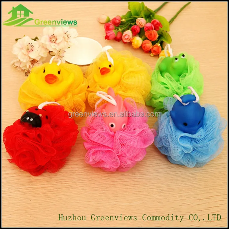 
Wholesale cartoon shower puff net bath sponge Soft & Health baby PE bath puff 