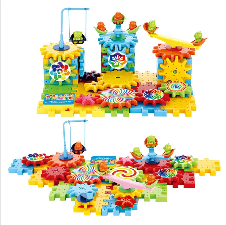81PCS Electric Building Blocks Set Rotating Gear Electric Building Blocks Set Educational Toy For Boys And Girls Ages 3 And Up
