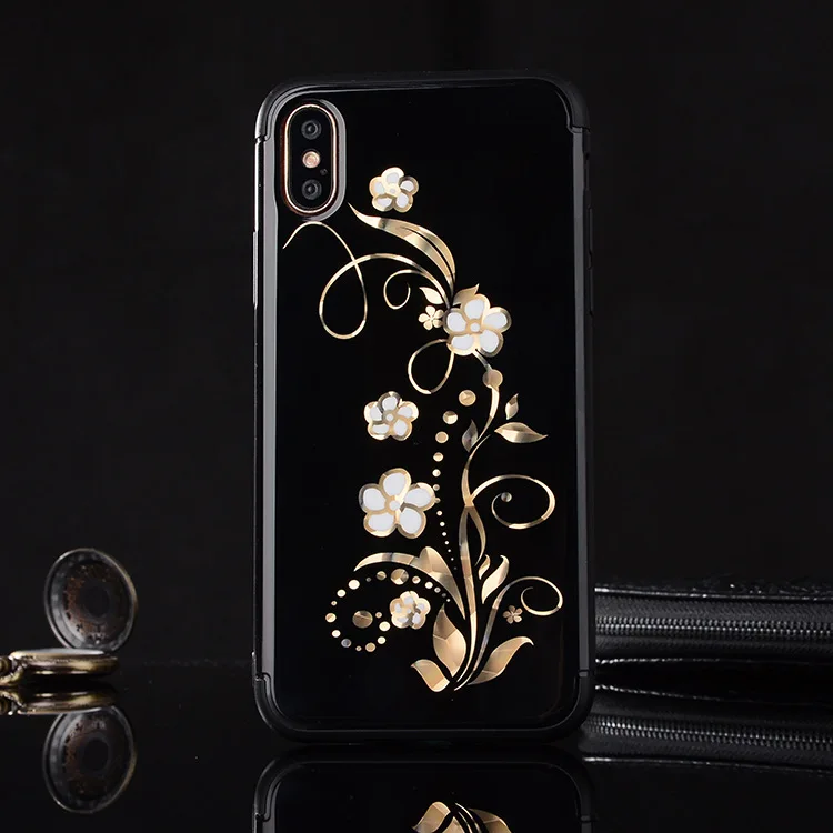 Роскошные золотые Chrome лазерной печати Цветочные Розы ТПУ силиконовый чехол для сотового телефона iPhone X 8 8 плюс 7 7 Plus
