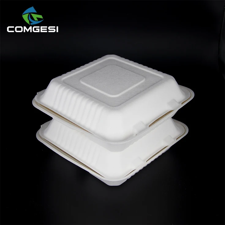 
Eco-friendly sugar cane bagasse paper containers take away lunch salad disposable biodegradable food packaging 