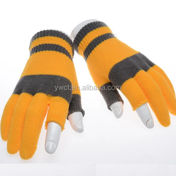 Custom Knitted Thinsulate Winter Warm 2 Fingerless Cute Students Study gloves