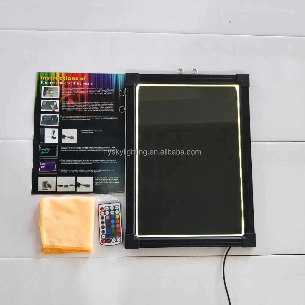 Flashing Illuminated Erasable Message Writing Sign with Remote and 8 Fluorescent Markers For Bar