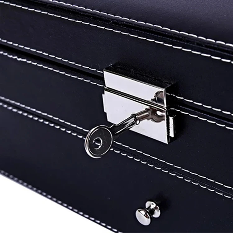 
Hot Sell Custom Large Capacity leather velver wooden Double table watch packaging box 