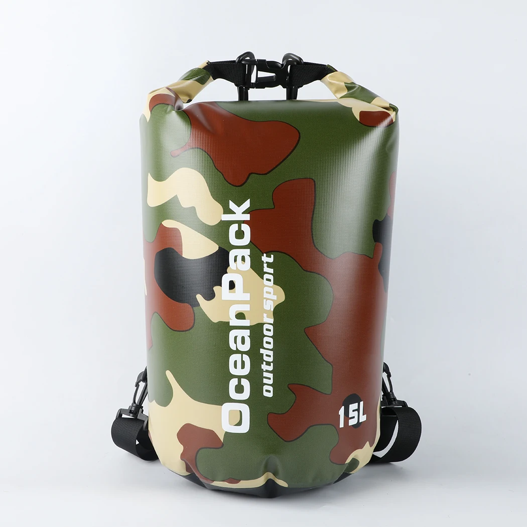 Manufacturer PVC Tarpaulin Ocean Pack Waterproof Dry Sack Camo Durable Camouflage Dry Bag