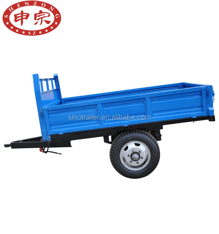 simple 2 tons single axle 2 wheels tractor trailer on wheel