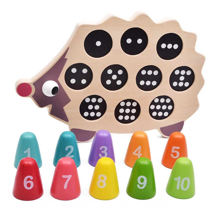 
Kids wooden toy Hedgehog shape number and color matching game toy for preschool child toy 