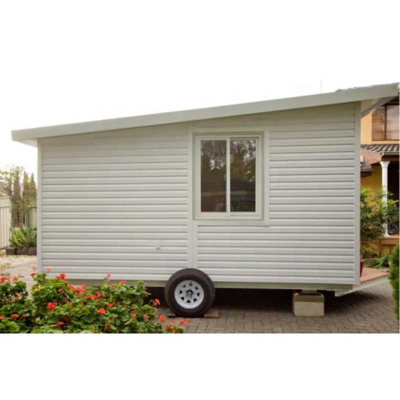 Portable mobile trailer container house with PVC external wall plate