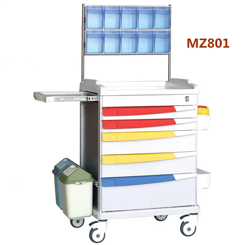 Hospital Mobile Emergency Resuscitation Trolley Price With CPR Board